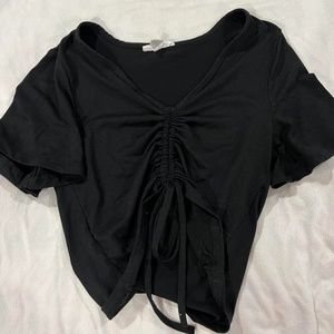 Tjmaxx scrunch black tee crop top